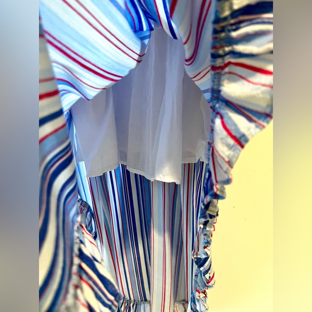 Tommy Bahama Seaside Escape Striped Maxi Dress Ruffle Hem Pockets XS - Picture 8 of 9